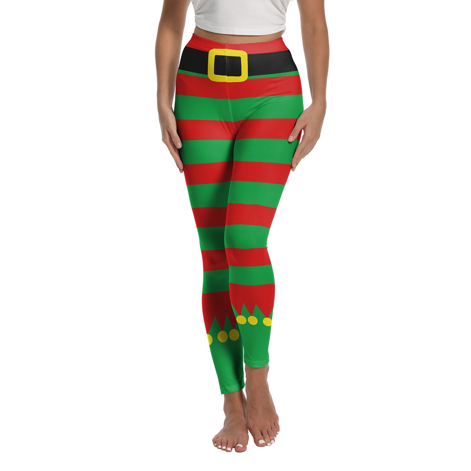 Women's Christmas Printed Yoga Leggings - Festive Elastic Sports Pants