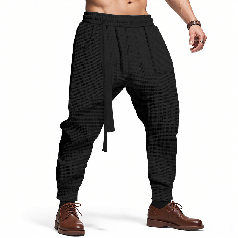 Men's Solid Waffle Casual Pants - Hip Hop Streetwear Track Joggers Harajuku