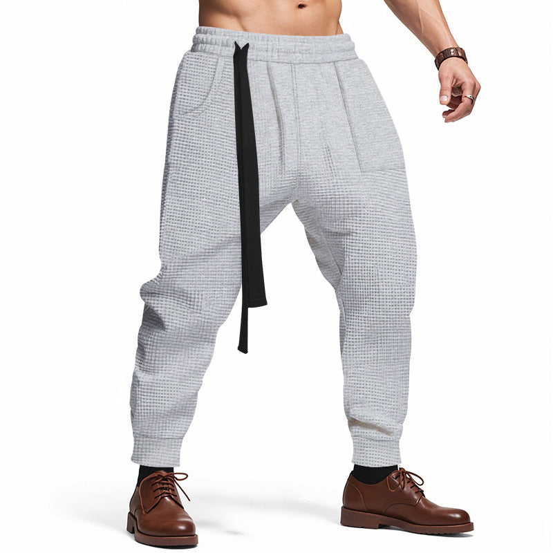 Men's Solid Waffle Casual Pants - Hip Hop Streetwear Track Joggers Harajuku