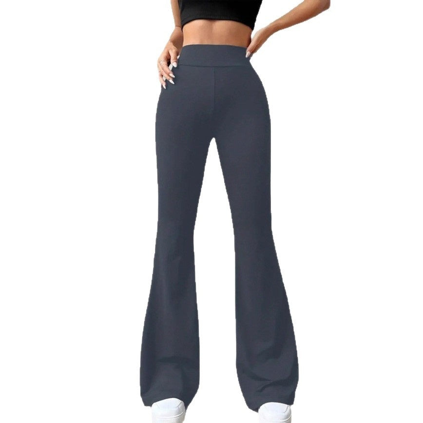 Solid Color High Waist Yoga Bootcut Trousers for Women