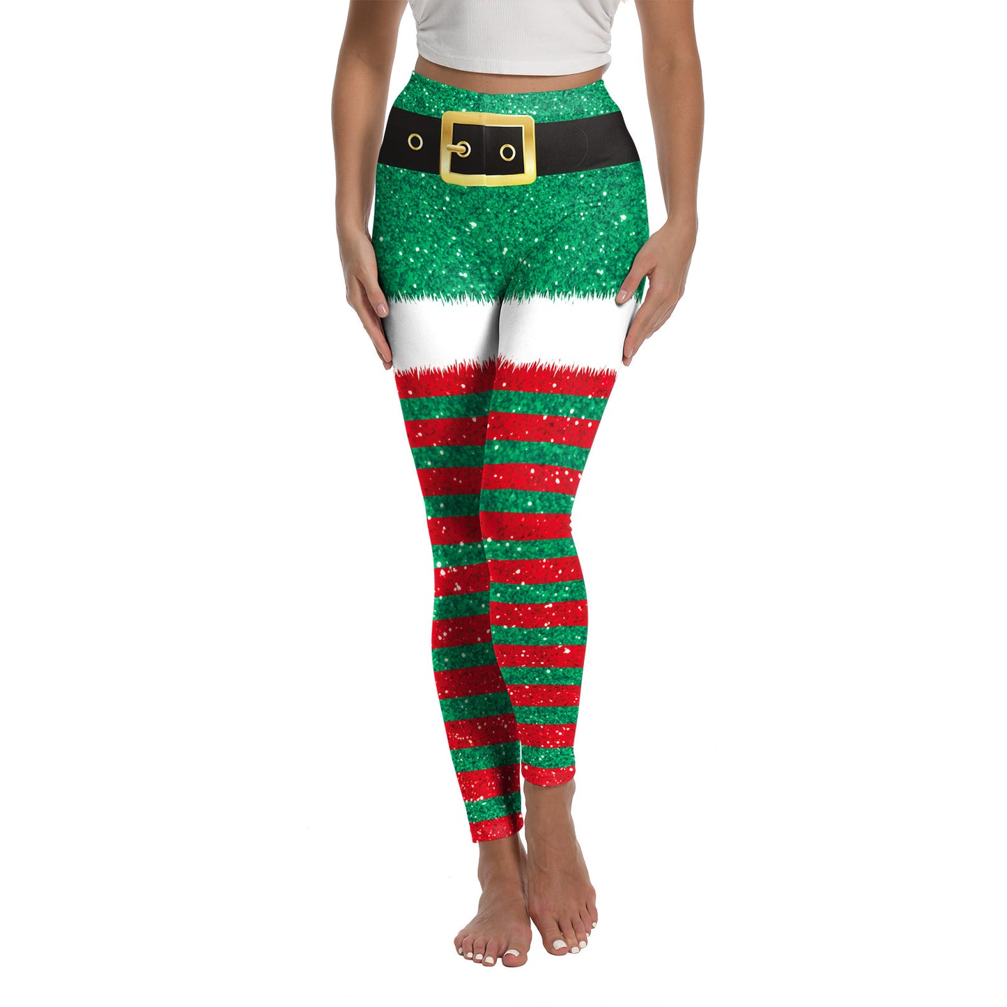 Women's Christmas Printed Yoga Leggings - Festive Elastic Sports Pants