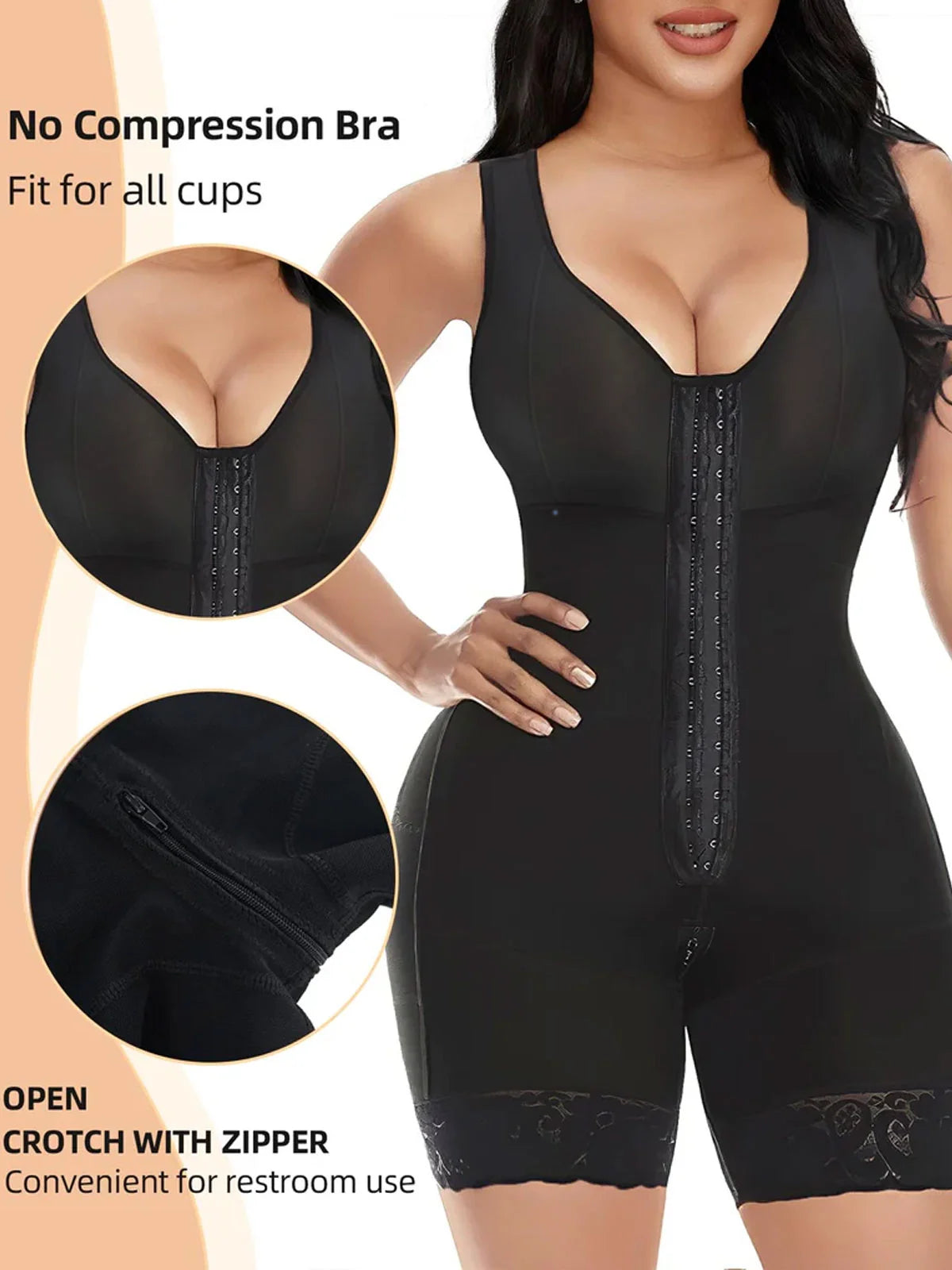 Women's Post-Surgery Body Shaper Full Body Shaper with Zipper & Butt Lift